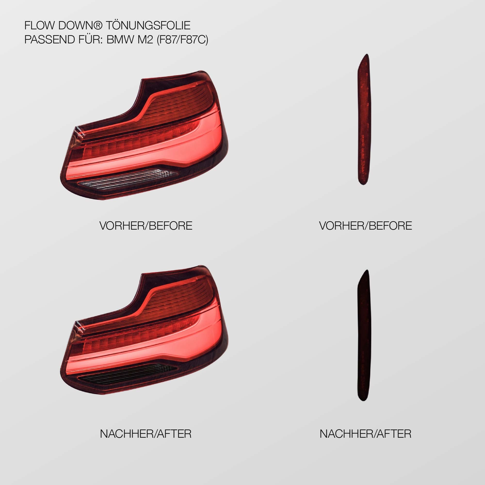 FLOW DOWN® Tönungsfolie für Rückleuchten & Reflektoren für BMW M2 (F87/F87C) FLOW DOWN®