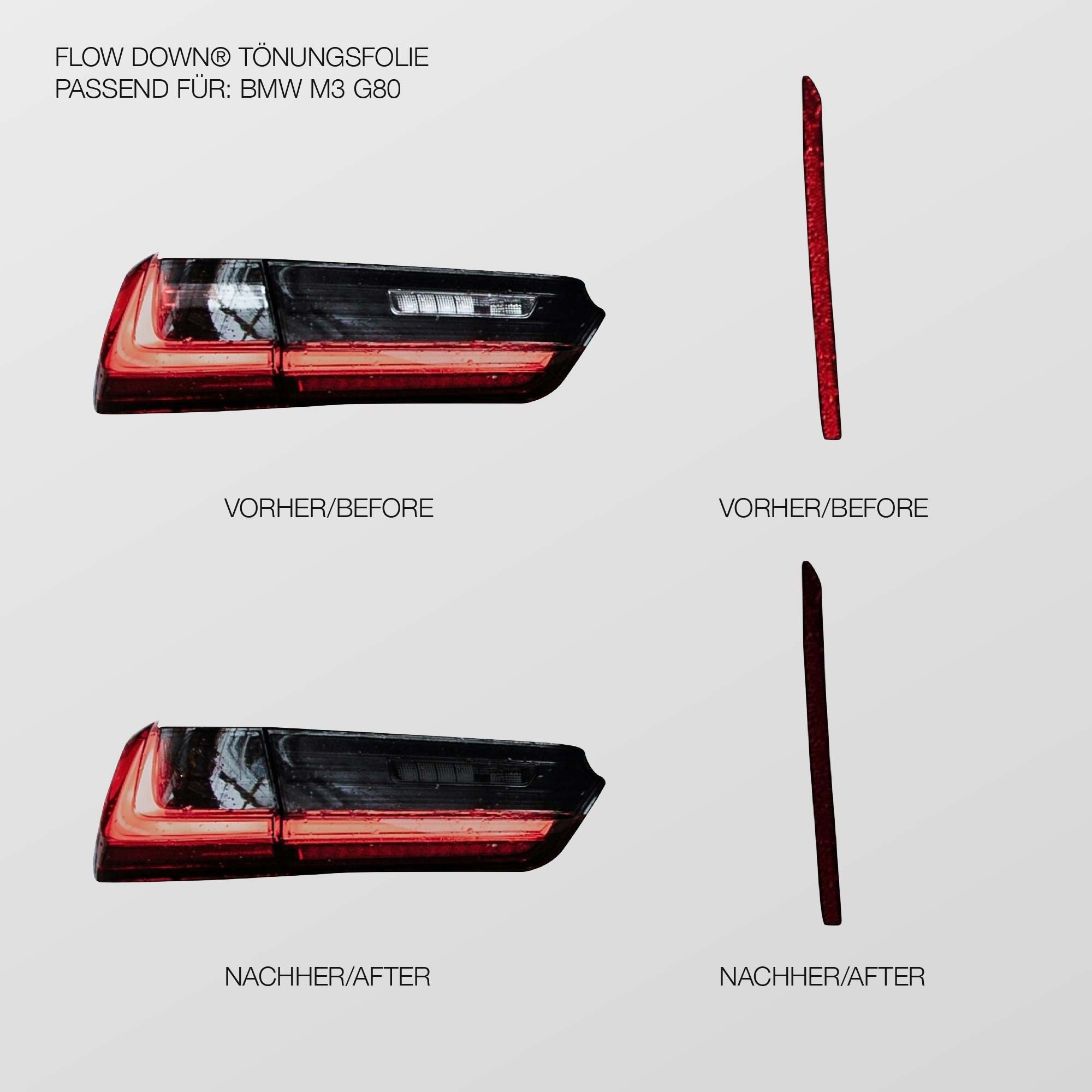 FLOW DOWN® Tönungsfolie für Rückleuchten & Reflektoren für BMW M3 G80 FLOW DOWN®