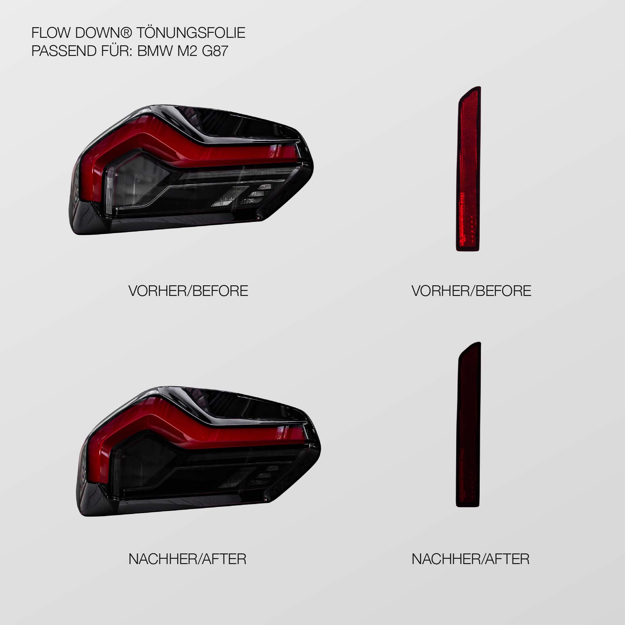 FLOW DOWN® Tönungsfolie für Rückleuchten & Reflektoren für BMW M2 G87 FLOW DOWN®