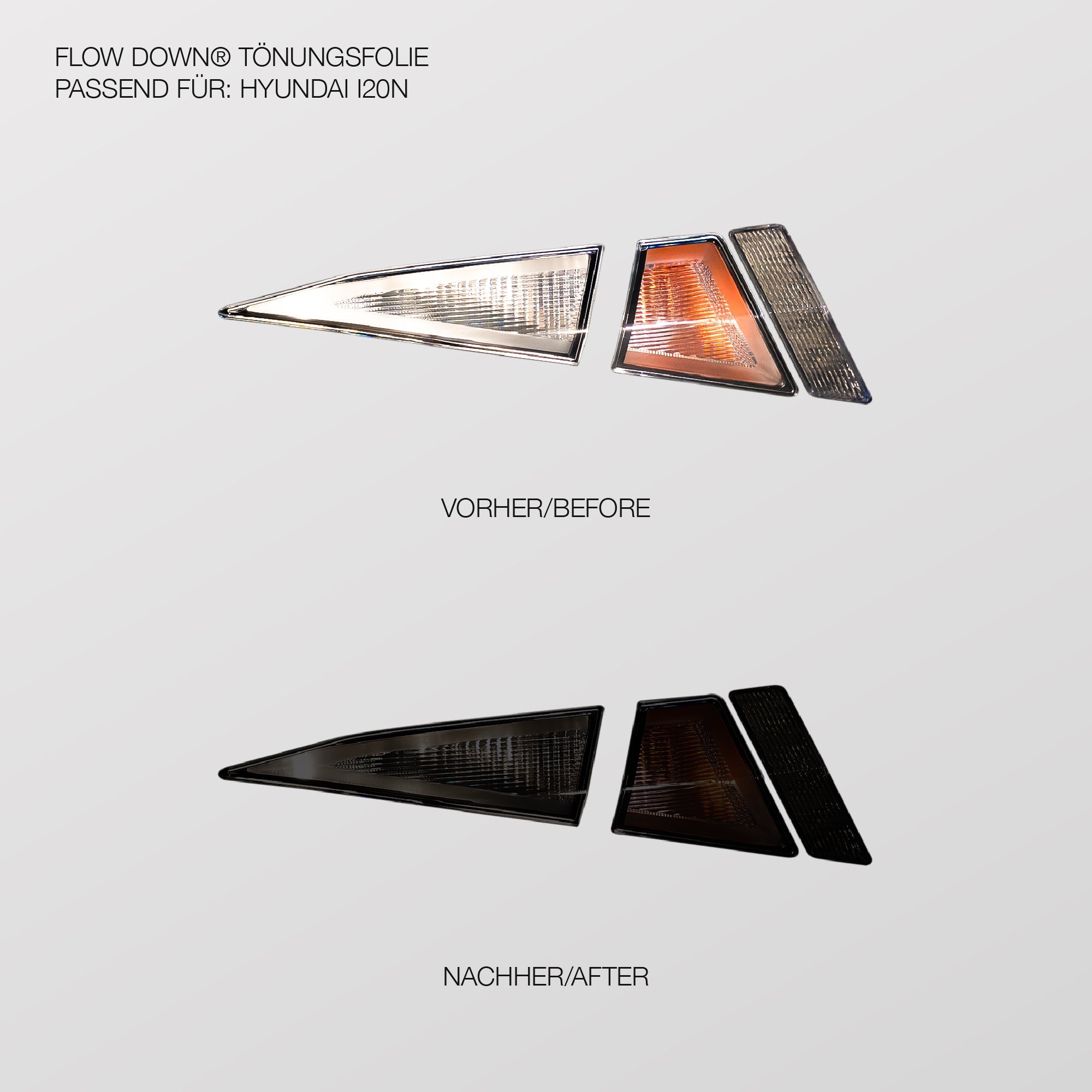 NTECHNIKS Tönungsfolie Rückleuchten für Hyundai I20N Blackline FLOW DOWN®