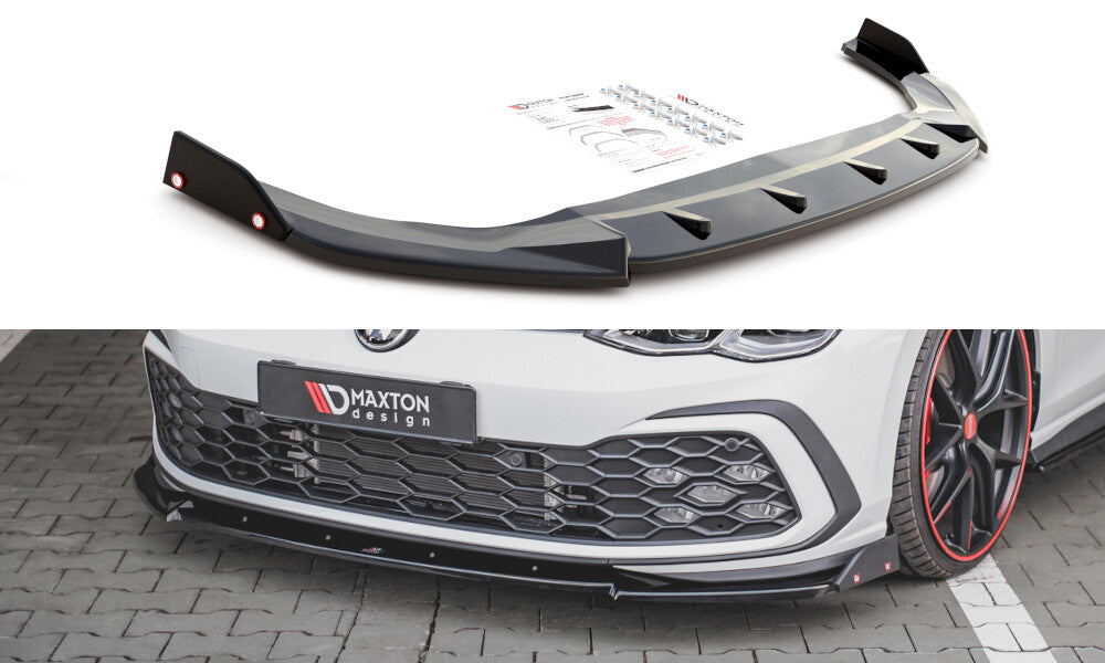 Cup Spoilerlippe Front Ansatz +Flaps V.3 für VW Golf 8 GTI Maxton Design