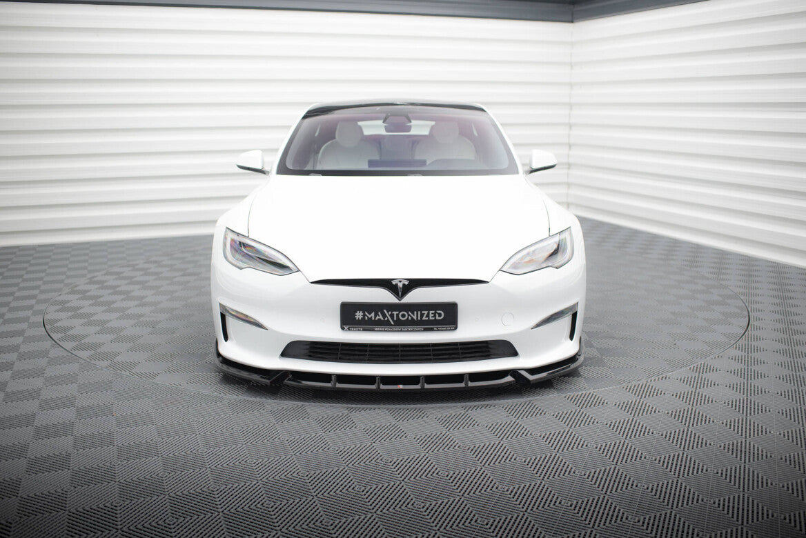 Cup Spoilerlippe Front Ansatz V.1 für Tesla Model S Plaid Mk1 FL Maxton Design