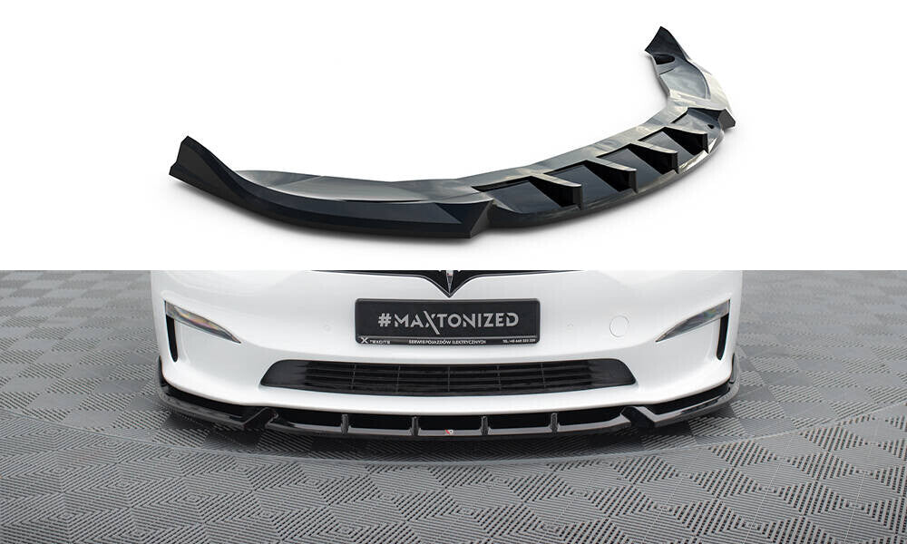 Cup Spoilerlippe Front Ansatz V.1 für Tesla Model S Plaid Mk1 FL Maxton Design