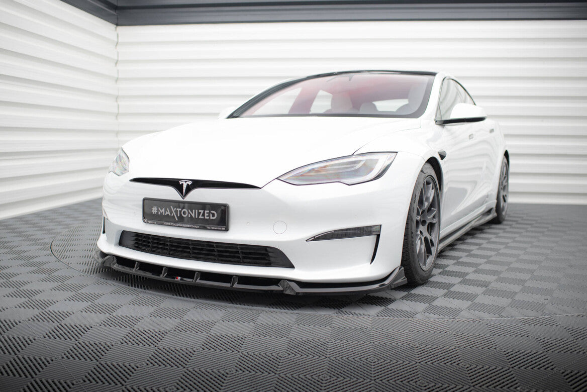 Cup Spoilerlippe Front Ansatz V.1 für Tesla Model S Plaid Mk1 FL Maxton Design