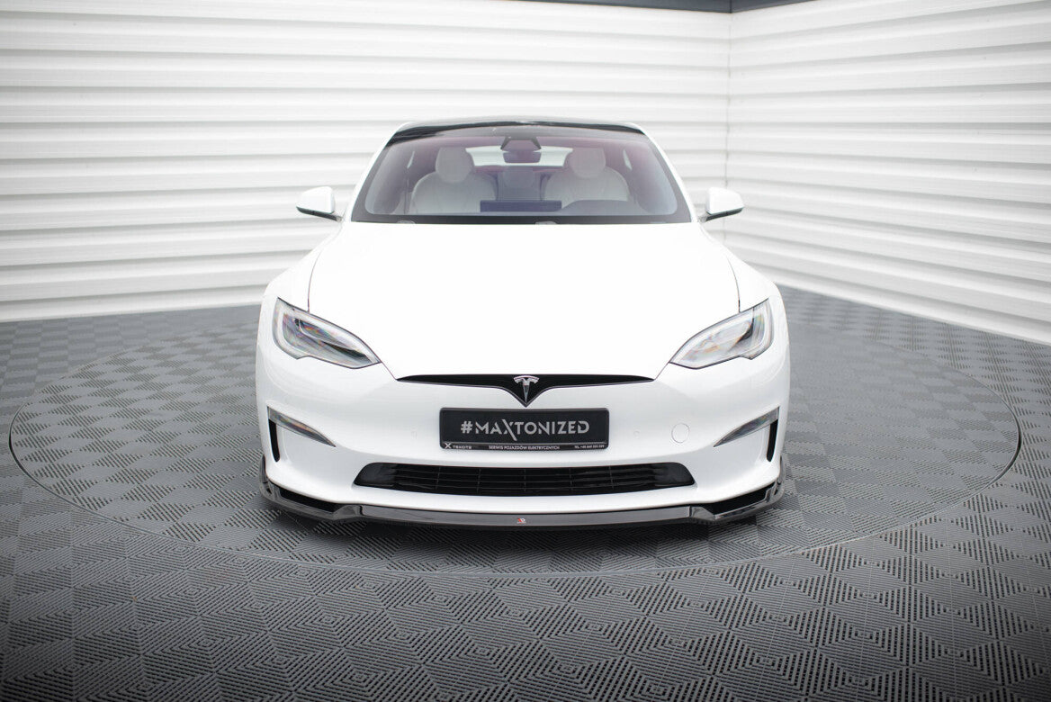 Cup Spoilerlippe Front Ansatz V.2 für Tesla Model S Plaid Mk1 FL Maxton Design