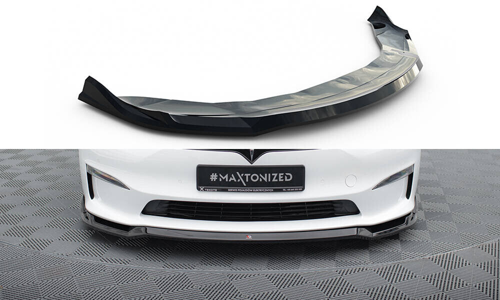 Cup Spoilerlippe Front Ansatz V.2 für Tesla Model S Plaid Mk1 FL Maxton Design