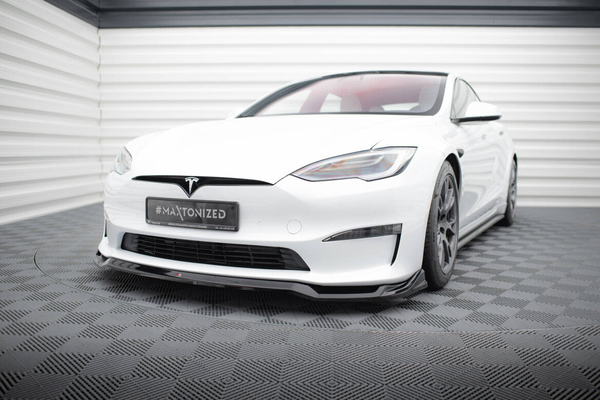 Cup Spoilerlippe Front Ansatz V.2 für Tesla Model S Plaid Mk1 FL Maxton Design