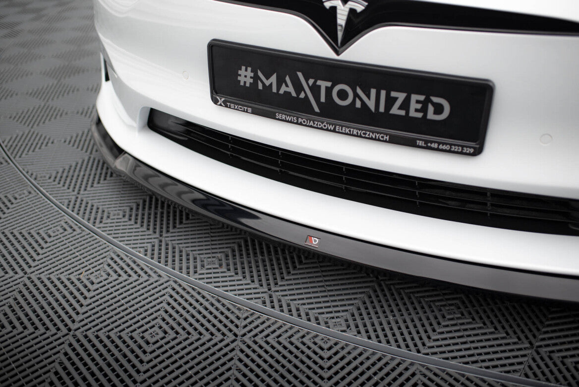 Cup Spoilerlippe Front Ansatz V.2 für Tesla Model S Plaid Mk1 FL Maxton Design