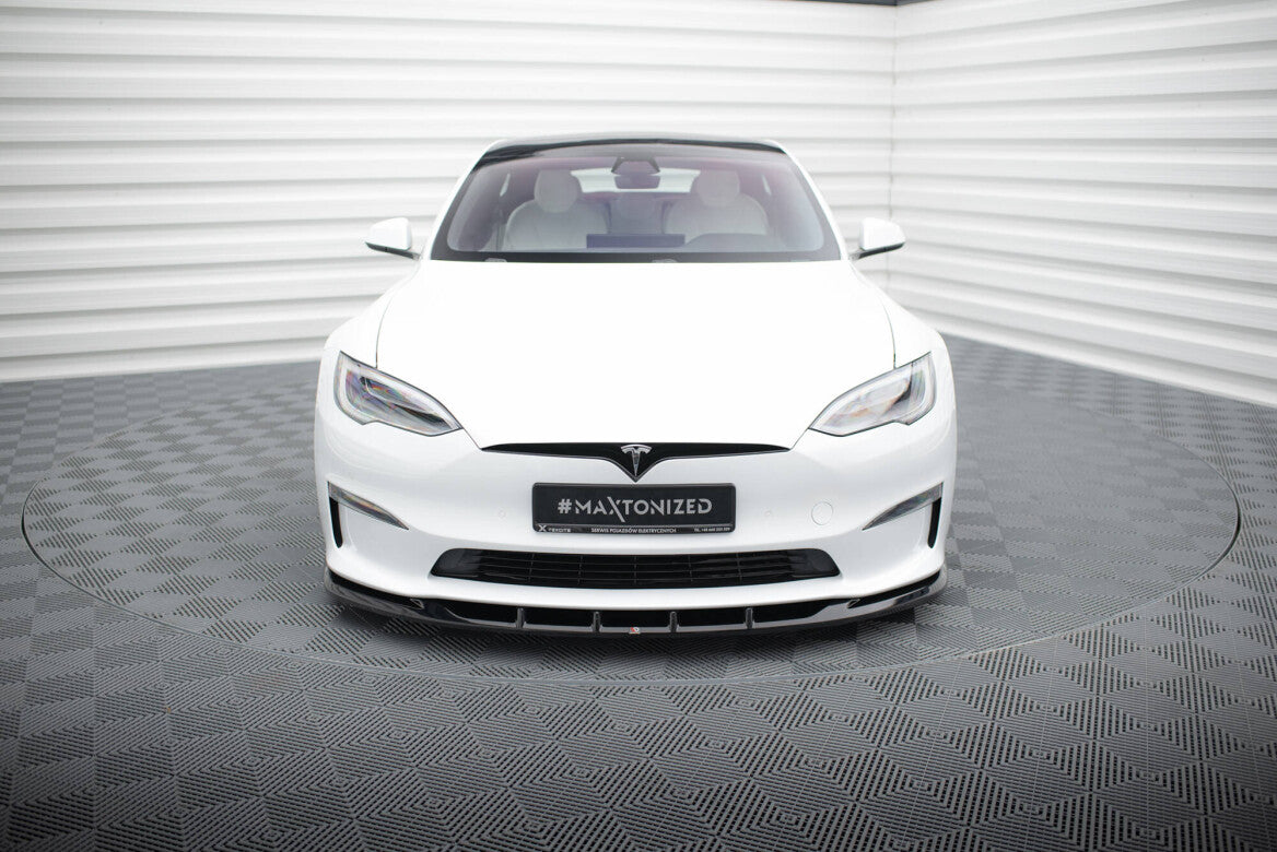 Cup Spoilerlippe Front Ansatz V.3 für Tesla Model S Plaid Mk1 FL Maxton Design