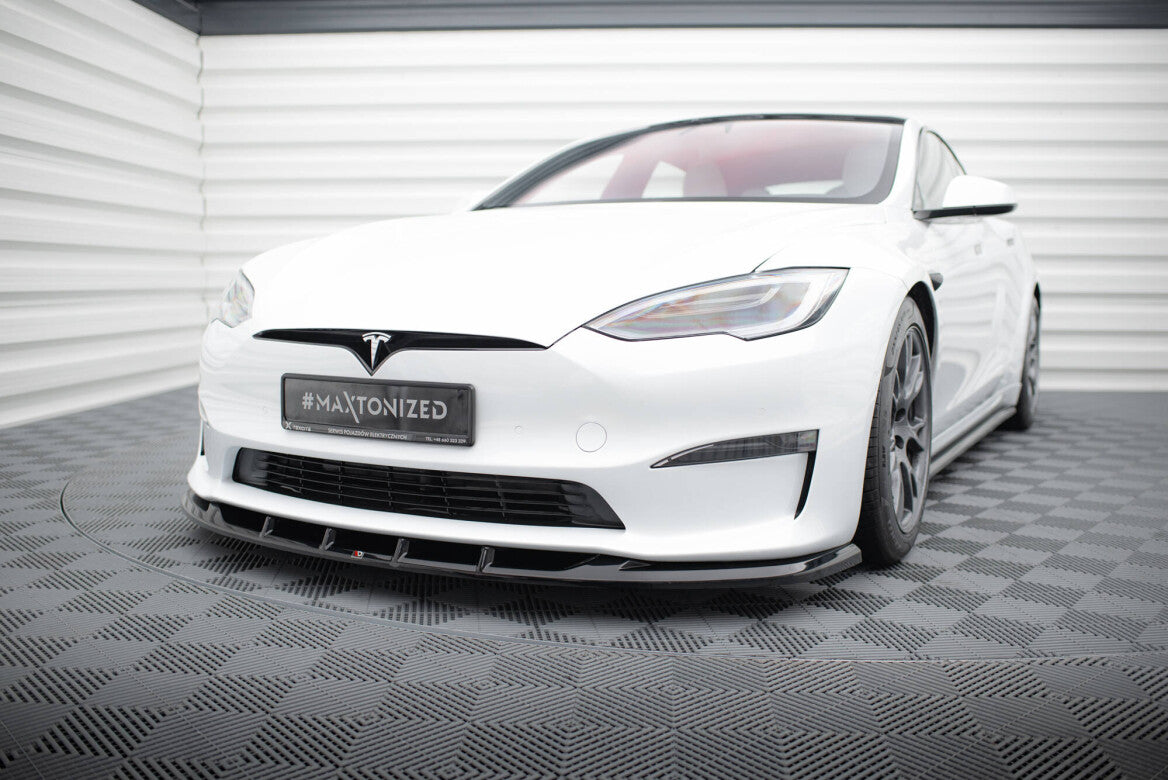 Cup Spoilerlippe Front Ansatz V.3 für Tesla Model S Plaid Mk1 FL Maxton Design