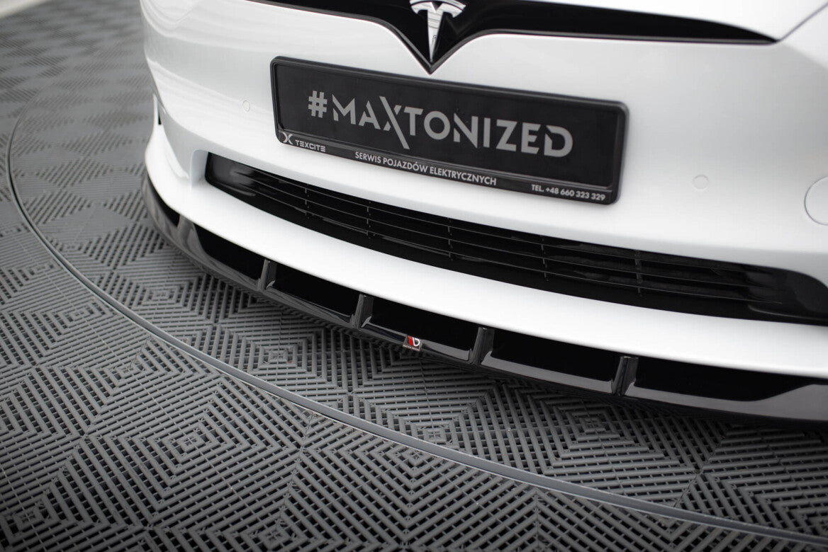 Cup Spoilerlippe Front Ansatz V.3 für Tesla Model S Plaid Mk1 FL Maxton Design