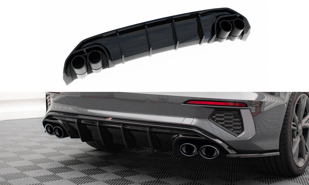 Heck Ansatz Diffusor + Endrohre chrom für Audi A3 S-Line Limousine 8Y Maxton Design