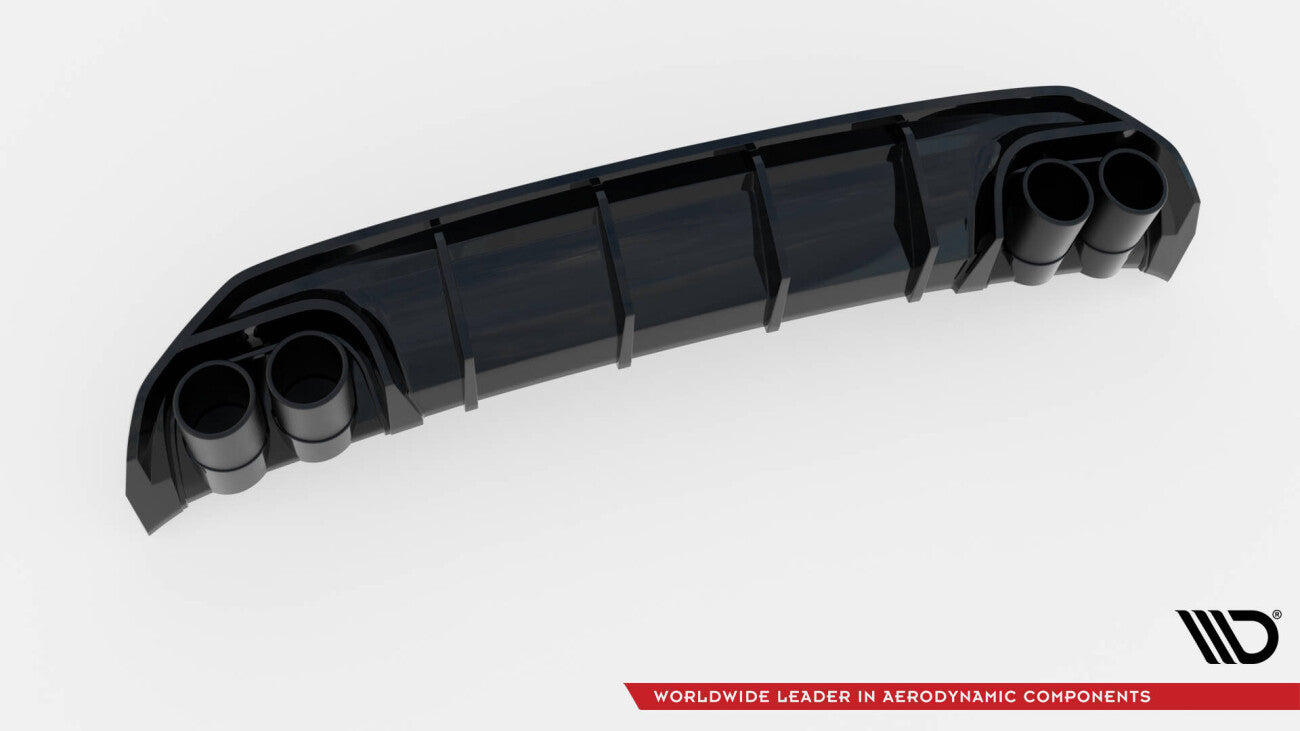 Heck Ansatz Diffusor + Endrohre schwarz für Audi A3 S-Line Limousine 8Y Maxton Design