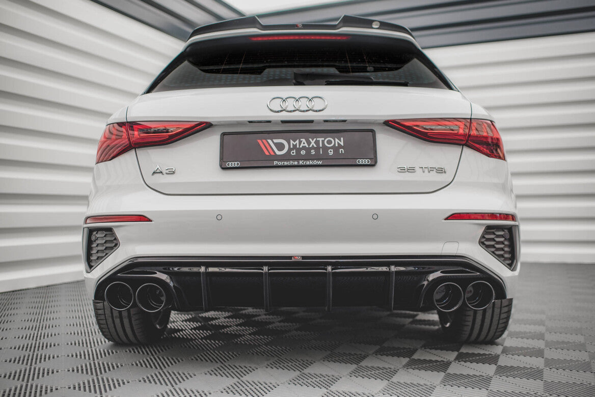 Heck Ansatz Diffusor + Endrohre für Audi A3 S-Line Sportback 8Y Maxton Design