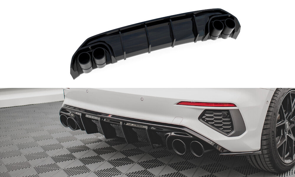 Heck Ansatz Diffusor + Endrohre für Audi A3 S-Line Sportback 8Y Maxton Design