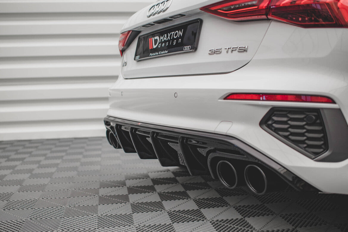 Heck Ansatz Diffusor + Endrohre für Audi A3 S-Line Sportback 8Y Maxton Design