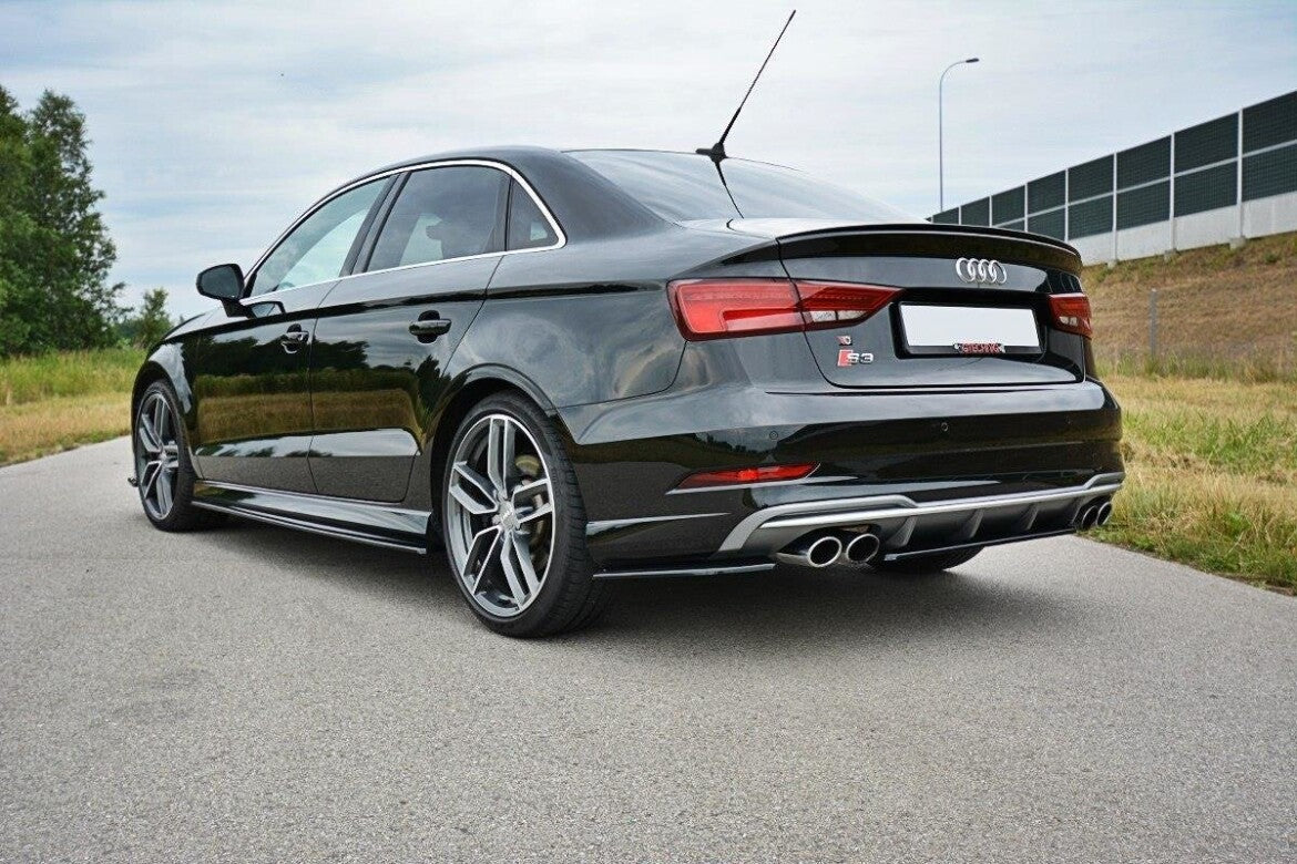 Heck Ansatz Flaps Diffusor für Audi S3 / A3 S-Line 8V FL Limousine Maxton Design