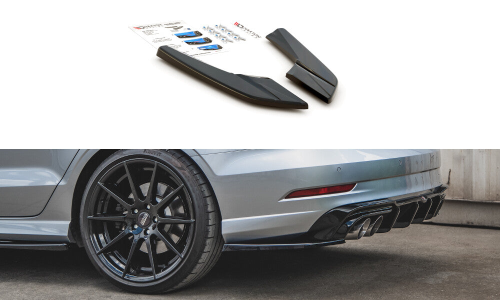 Heck Ansatz Flaps Diffusor V.2 für Audi S3 Limousine 8V Facelift Maxton Design