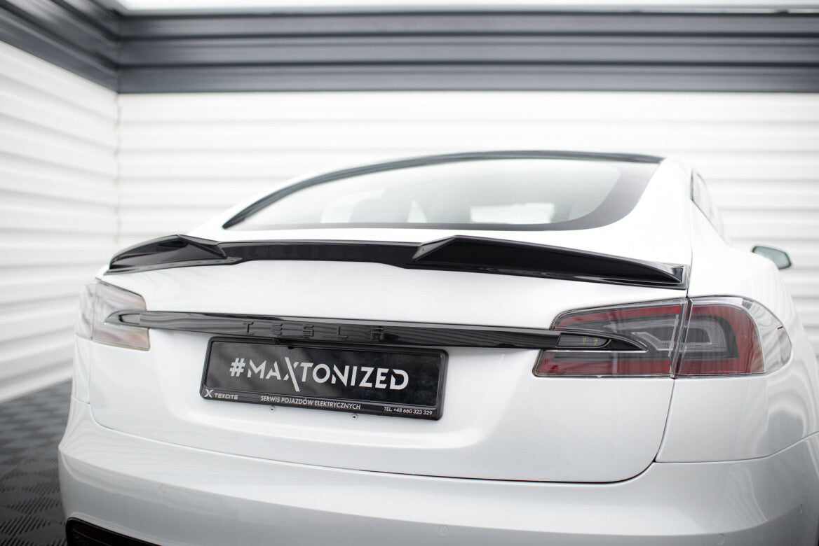 Heck Spoiler Aufsatz Abrisskante 3D für Tesla Model S Plaid Mk1 FL Maxton Design