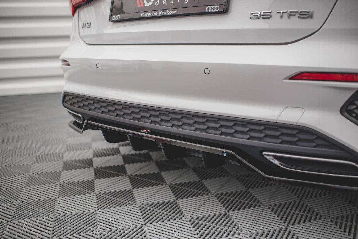 Mittlerer Cup Diffusor Heck Ansatz DTM Look für Audi A3 S-Line Sportback 8Y   Maxton Design