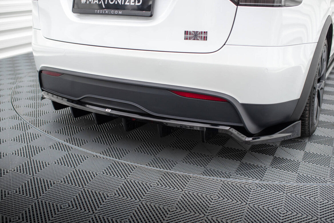 Mittlerer Cup Diffusor Heck Ansatz DTM Look für Tesla Model X Mk1 FL Maxton Design
