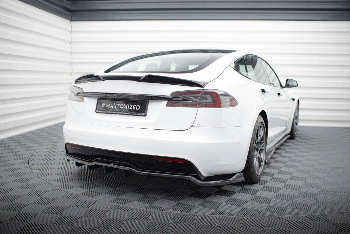 Mittlerer Cup Diffusor Heck Ansatz DTM Look V.1 für Tesla Model S Plaid Mk1 FL Maxton Design