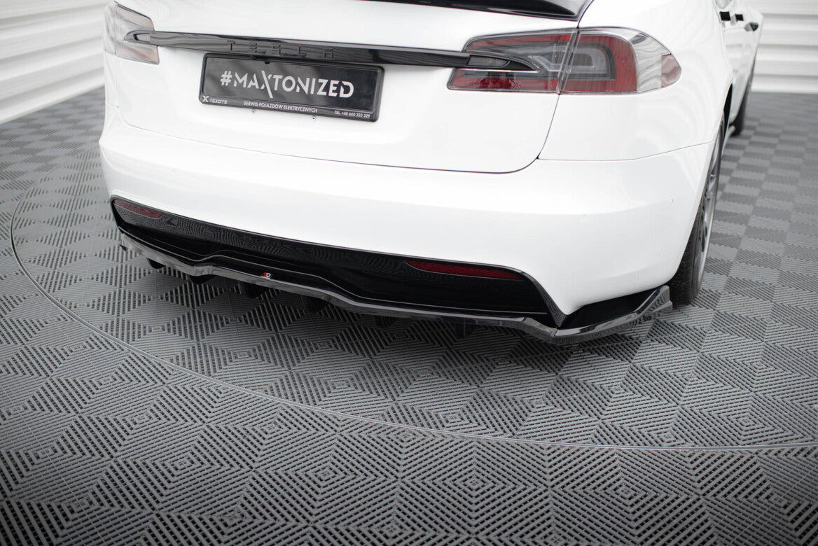Mittlerer Cup Diffusor Heck Ansatz DTM Look V.1 für Tesla Model S Plaid Mk1 FL Maxton Design