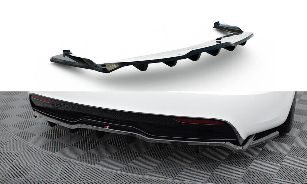 Mittlerer Cup Diffusor Heck Ansatz DTM Look V.2 für Tesla Model S Plaid Mk1 FL Maxton Design