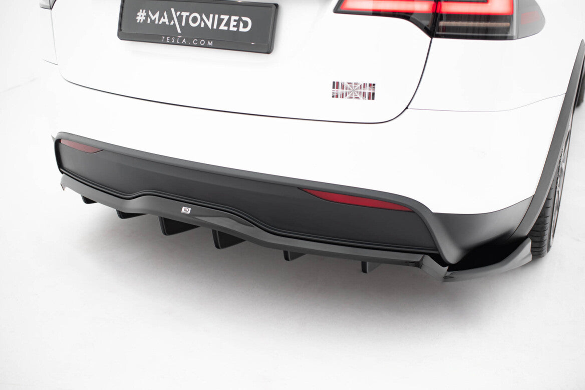 Mittlerer Cup Diffusor Heck Ansatz DTM Look V.2 für Tesla Model X Mk1 FL Maxton Design