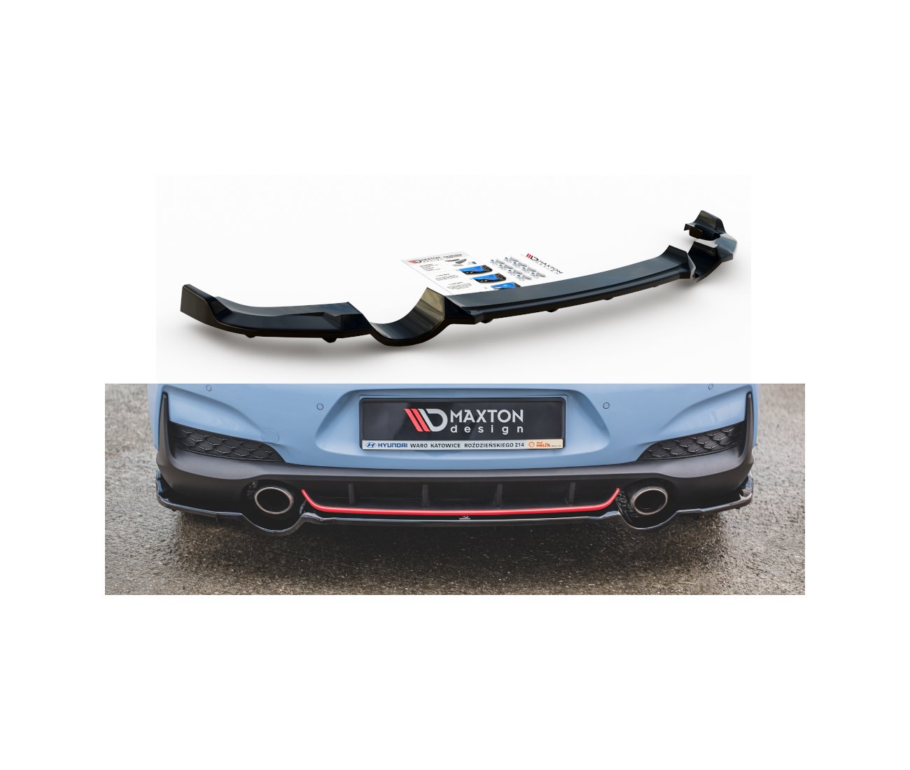 Mittlerer Cup Diffusor Heck für Hyundai I30N Hatchback DTM Look Maxton Design
