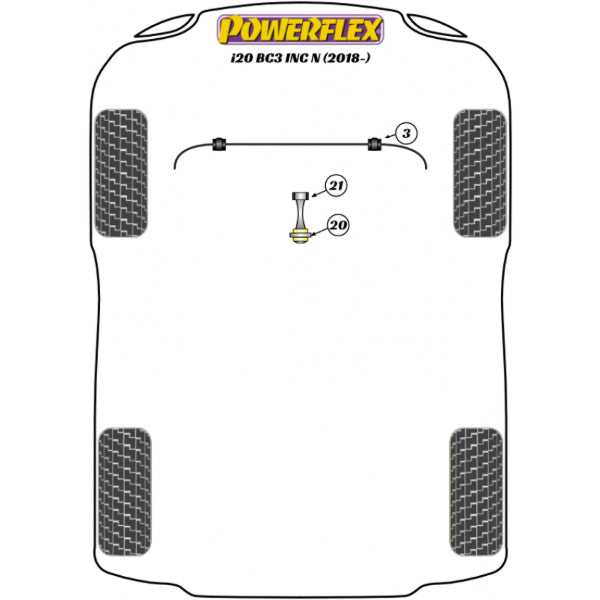 Powerflex Buchsen Stabilisator vorne für Hyundai i20N Powerflex