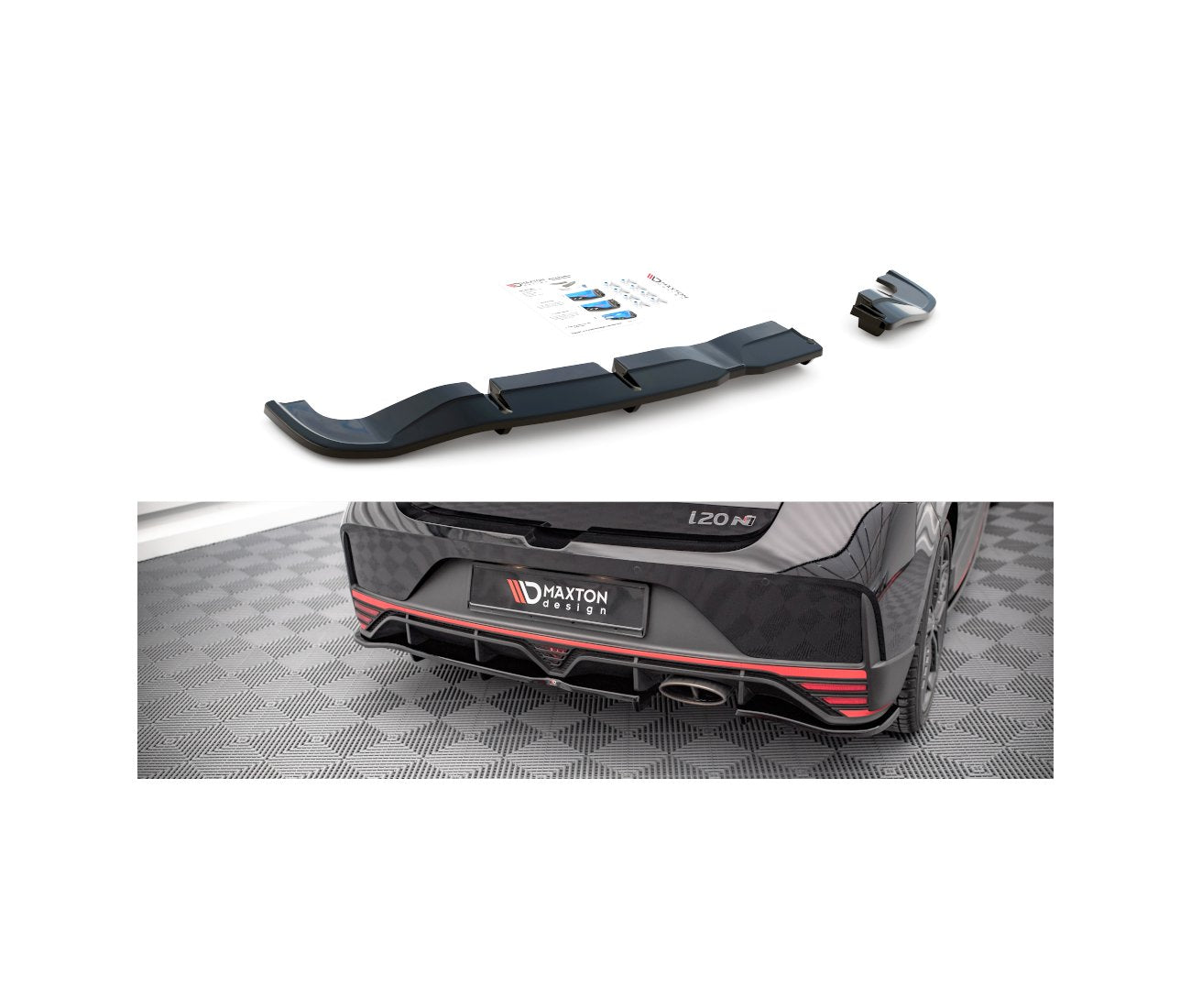 Mittlerer Cup Diffusor Heck Ansatz DTM Look für Hyundai I20 N Maxton Design