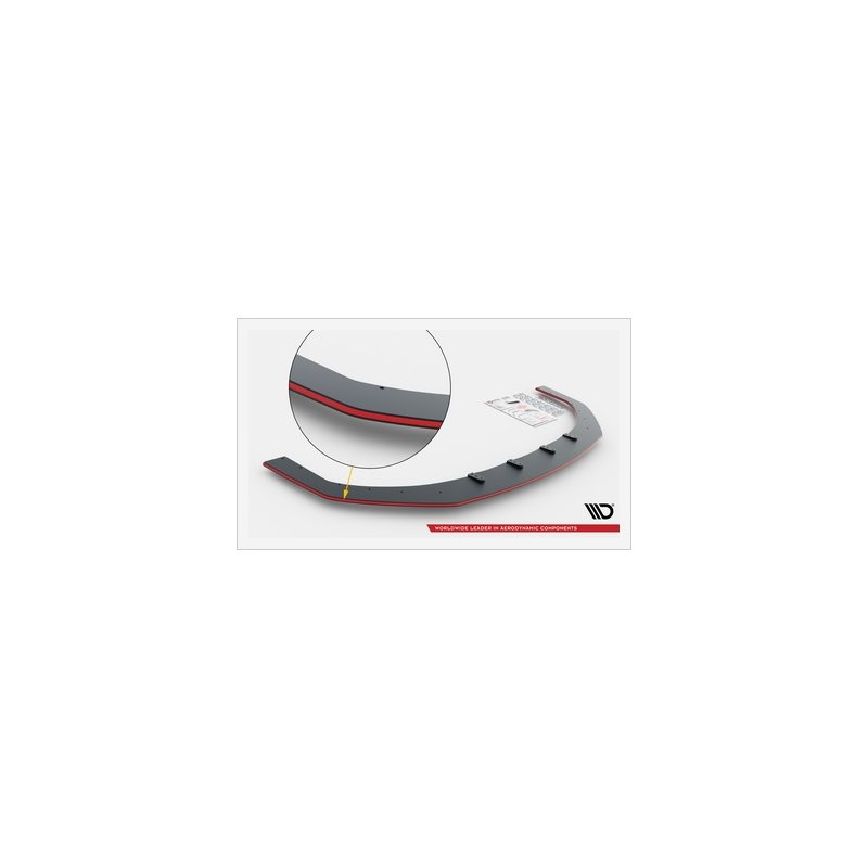 Street Pro Spoilerlippe Frontansatz für Hyundai I30 N Hatchback/Fastback Facelift Schwarz-Rot Maxton Design