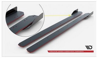Street Pro Cup Seitenschweller für Hyundai I20N Rot-Hochglanz-Flaps Maxton Design