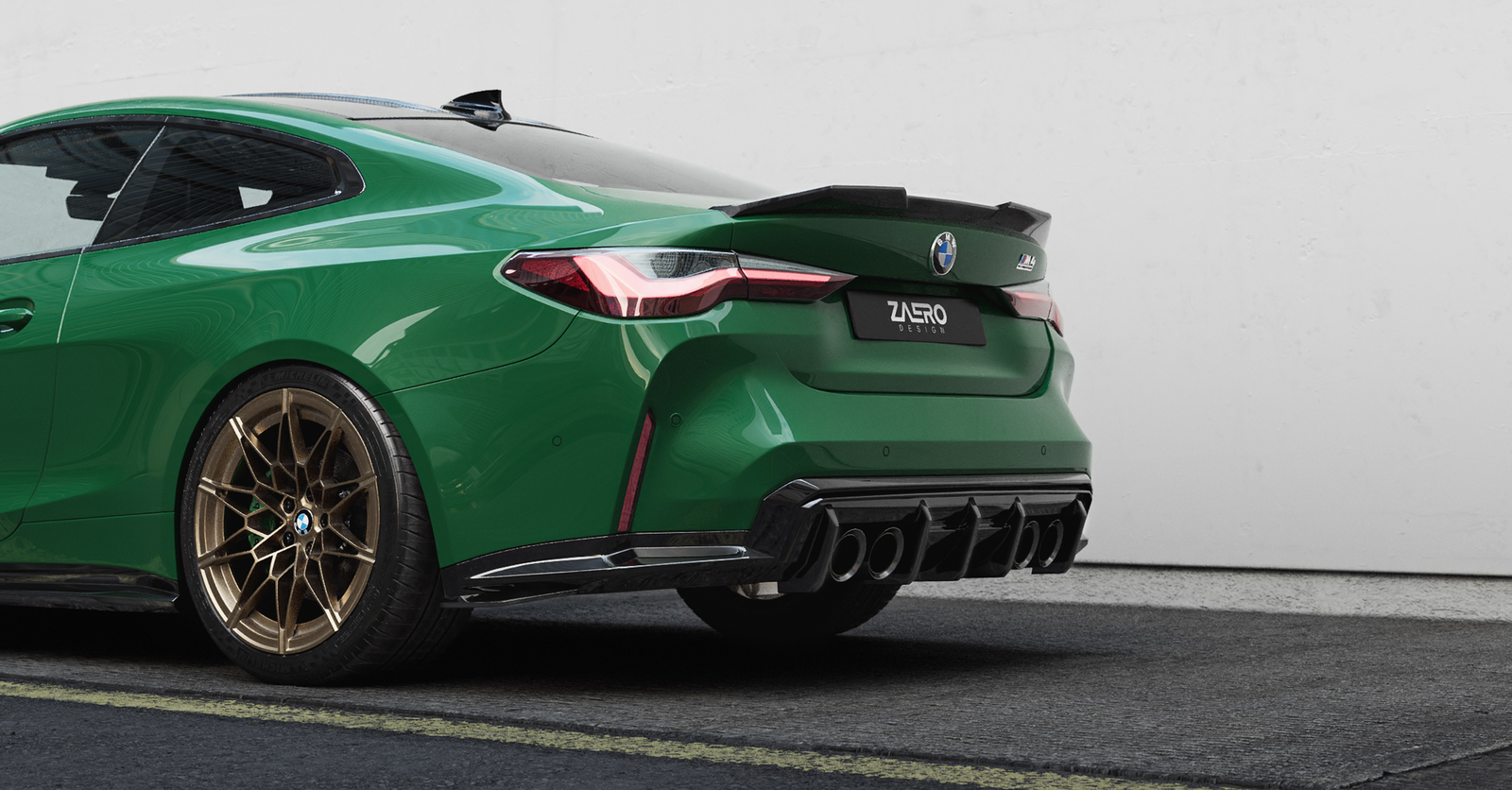 Zaero Diffusor passend für BMW M3 M4 G8X – montiert am Heck