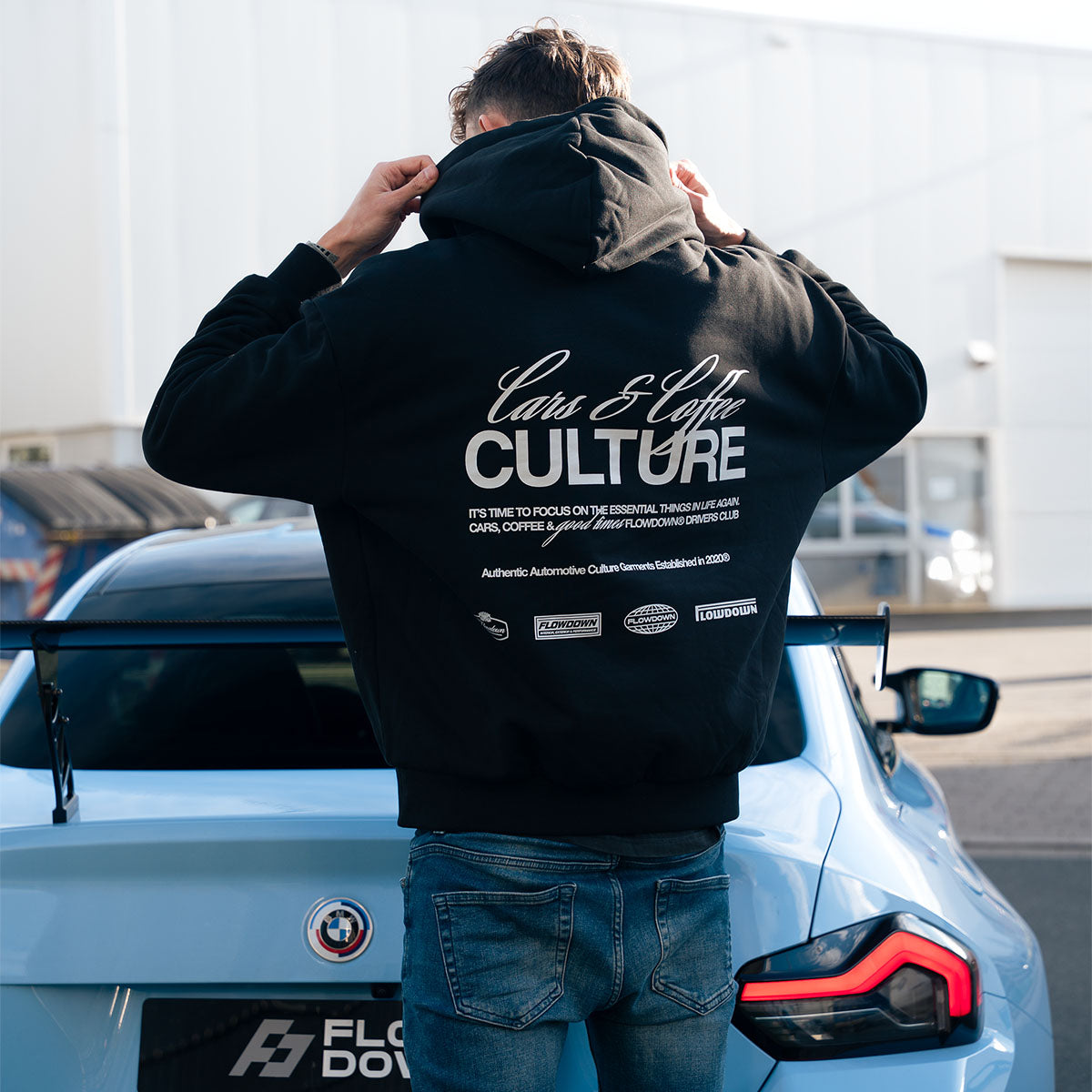 FLOW DOWN® Cars & Coffee Hoodie 500gsm – Oversized Fit   FLOW DOWN®