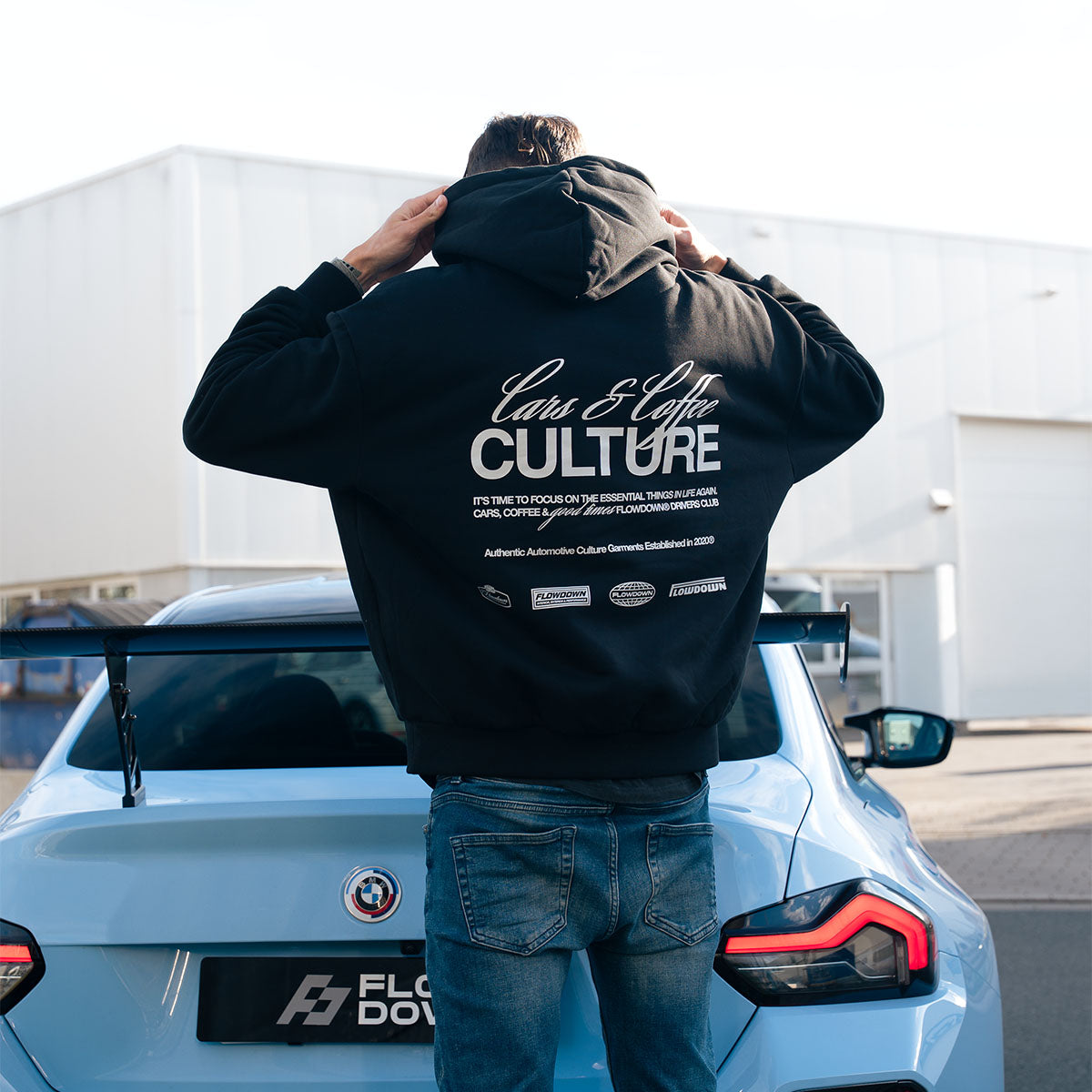FLOW DOWN® Cars & Coffee Hoodie 500gsm – Oversized Fit   FLOW DOWN®