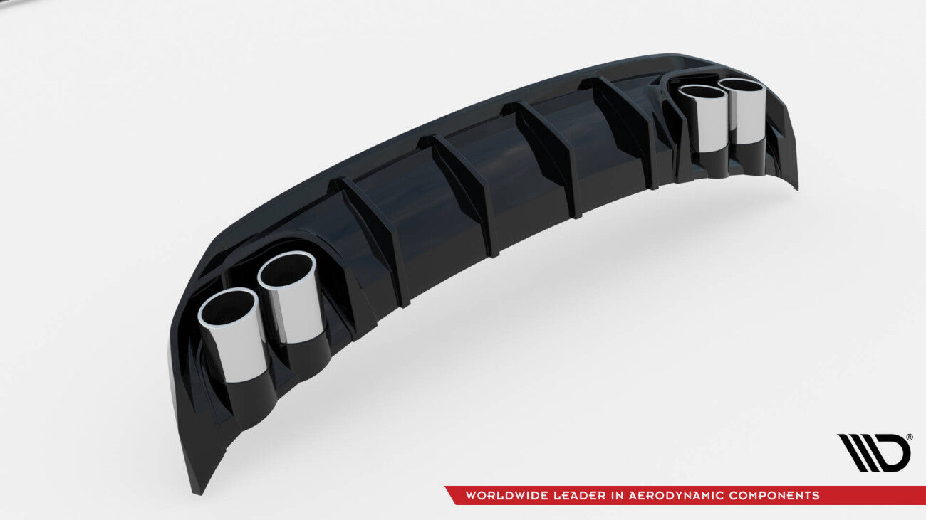 Heckansatz Diffusor mit Endrohrblenden Chrom passend für Audi A3 8Y Limousine S line