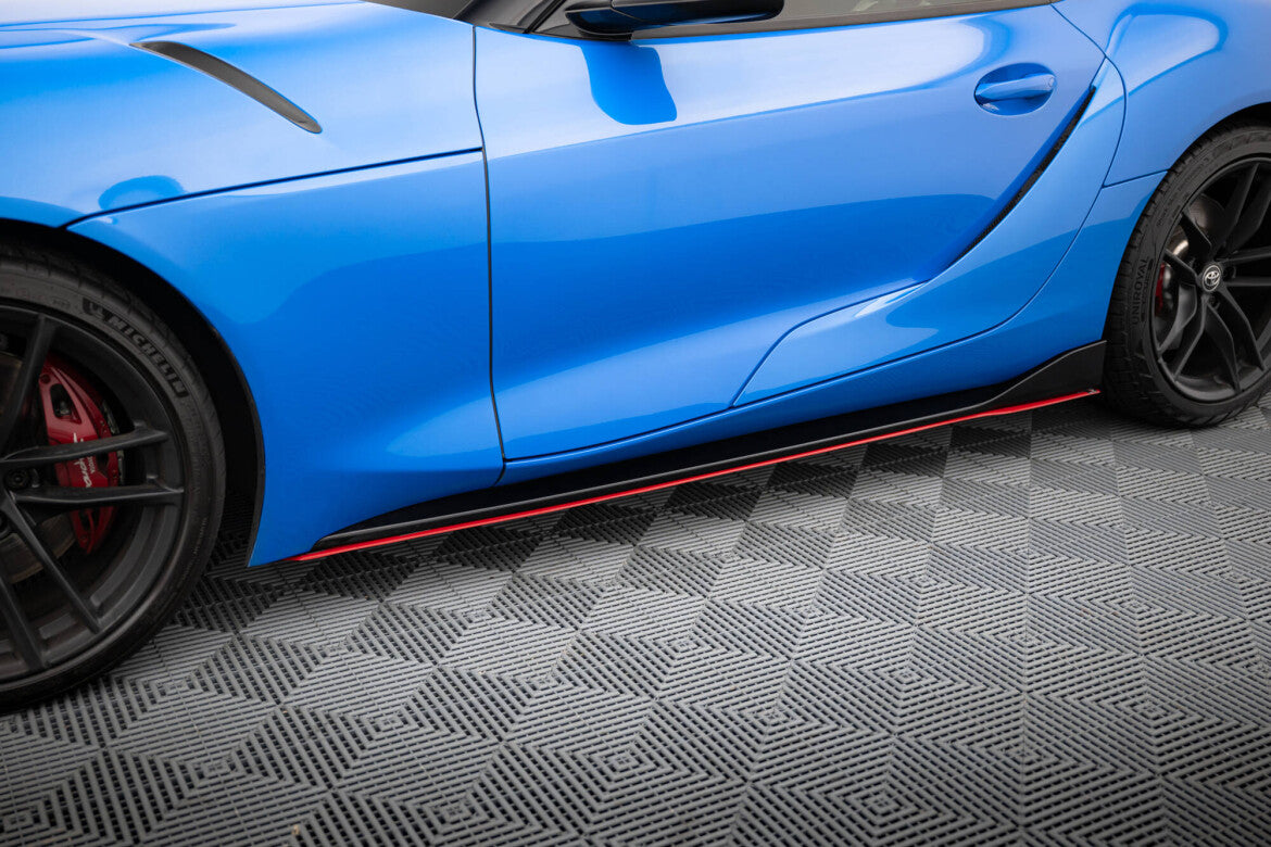 Seitenschweller Ansatz Cup Leisten V.2 Rot Hochglanz passend für Toyota Supra Mk5 Detail