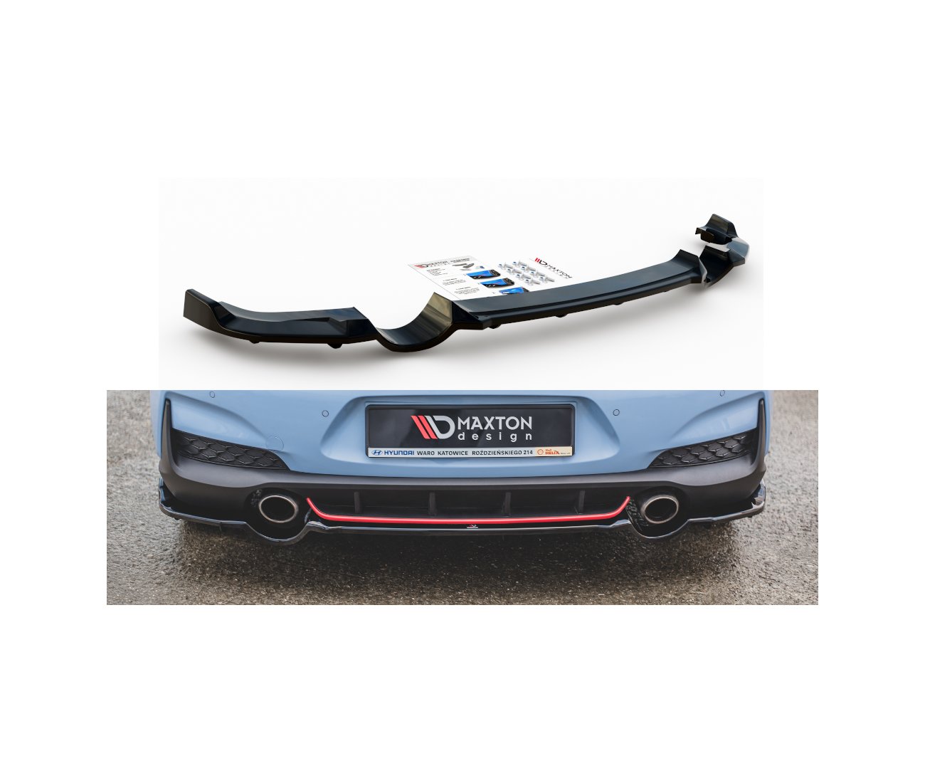 Middle cup diffuser rear for Hyundai I30N Hatchback DTM Look